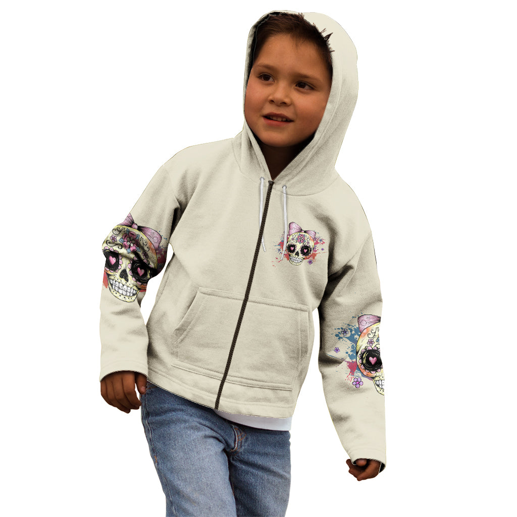 I Am A Sweet Girl Skull Kid Hoodie - Wonder Print Shop