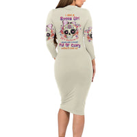 I Am A Sweet Girl Skull Long Sleeve Bodycon Dress - Wonder Print Shop