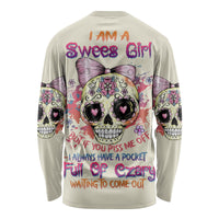 I Am A Sweet Girl Skull Long Sleeve Shirt - Wonder Print Shop