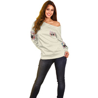 I Am A Sweet Girl Skull Off Shoulder Sweater - Wonder Print Shop