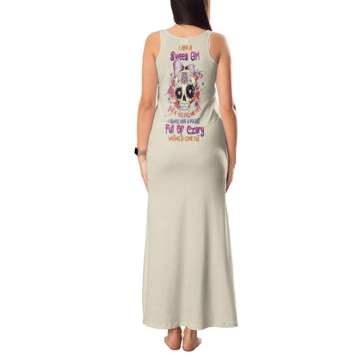 I Am A Sweet Girl Skull Tank Maxi Dress - Wonder Print Shop
