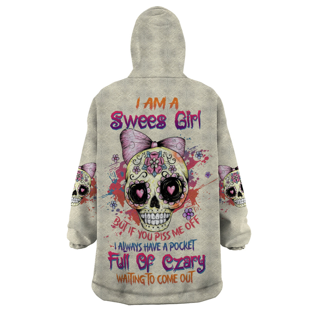 I Am A Sweet Girl Skull Wearable Blanket Hoodie - Wonder Print Shop