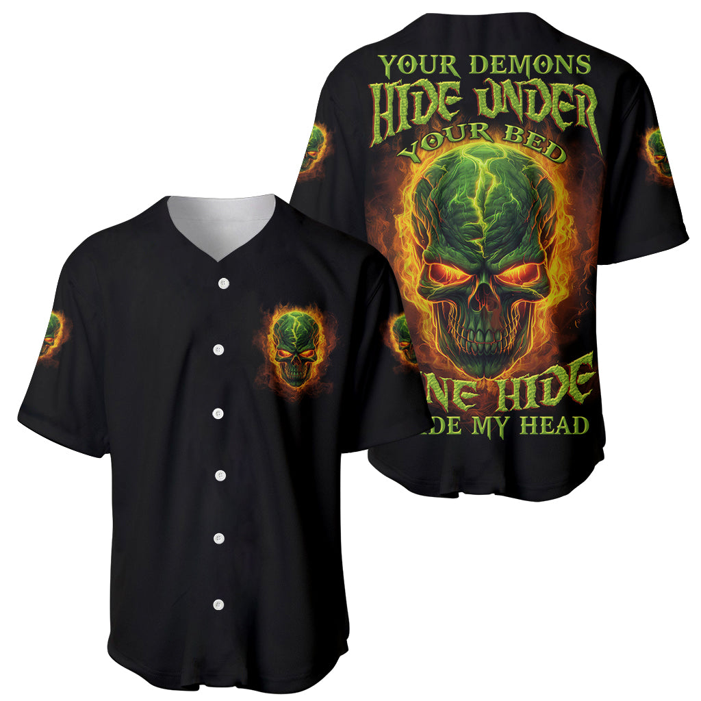 Your Demons Hide Under Your Bed Baseball Jersey - Wonder Print Shop