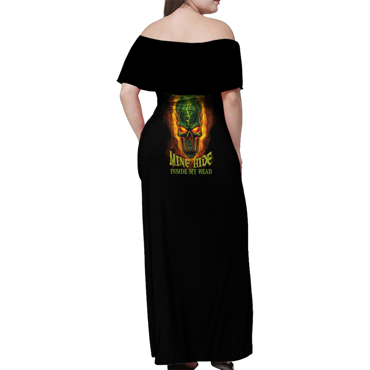 Your Demons Hide Under Your Bed Family Matching Off Shoulder Maxi Dress and Hawaiian Shirt - Wonder Print Shop