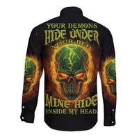 Your Demons Hide Under Your Bed Long Sleeve Button Shirt - Wonder Print Shop