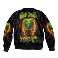 Your Demons Hide Under Your Bed Sleeve Zip Bomber Jacket - Wonder Print Shop