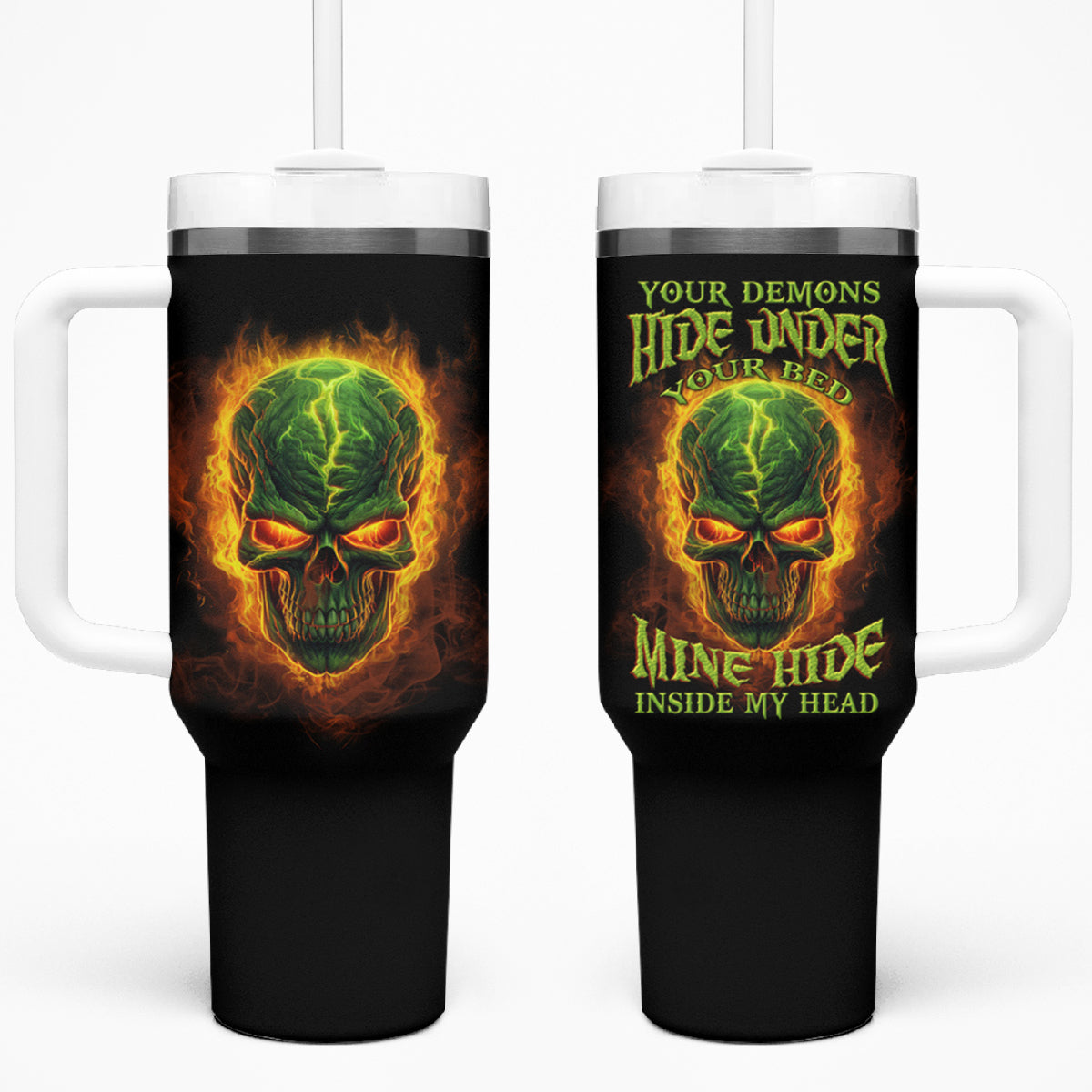 Your Demons Hide Under Your Bed Tumbler With Handle - Wonder Print Shop