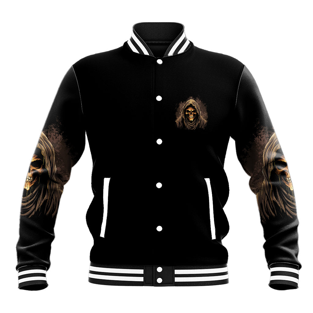 I'm Never Alone Skull Reaper Baseball Jacket - Wonder Print Shop