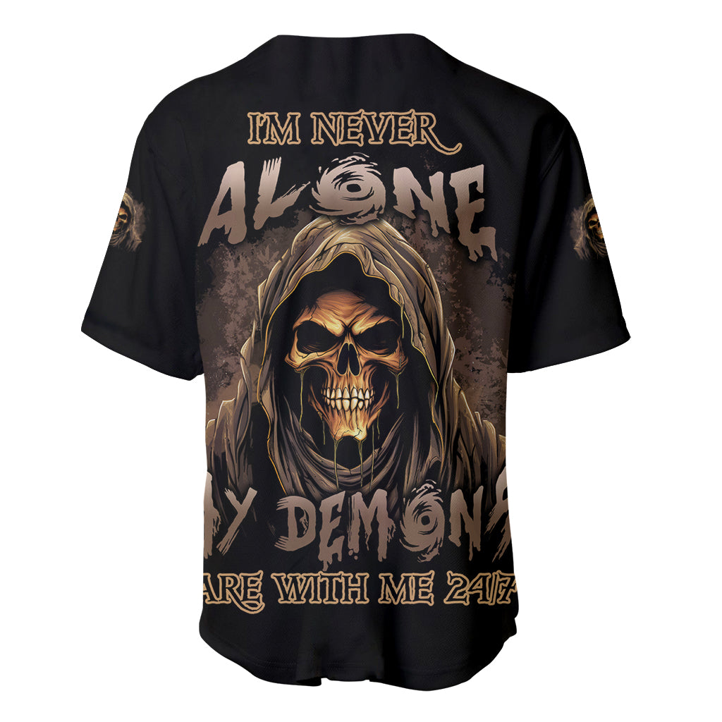 I'm Never Alone Skull Reaper Baseball Jersey - Wonder Print Shop