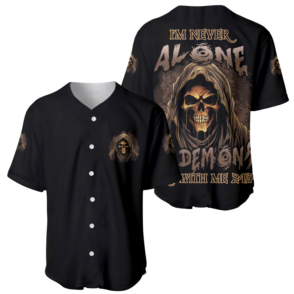 I'm Never Alone Skull Reaper Baseball Jersey - Wonder Print Shop