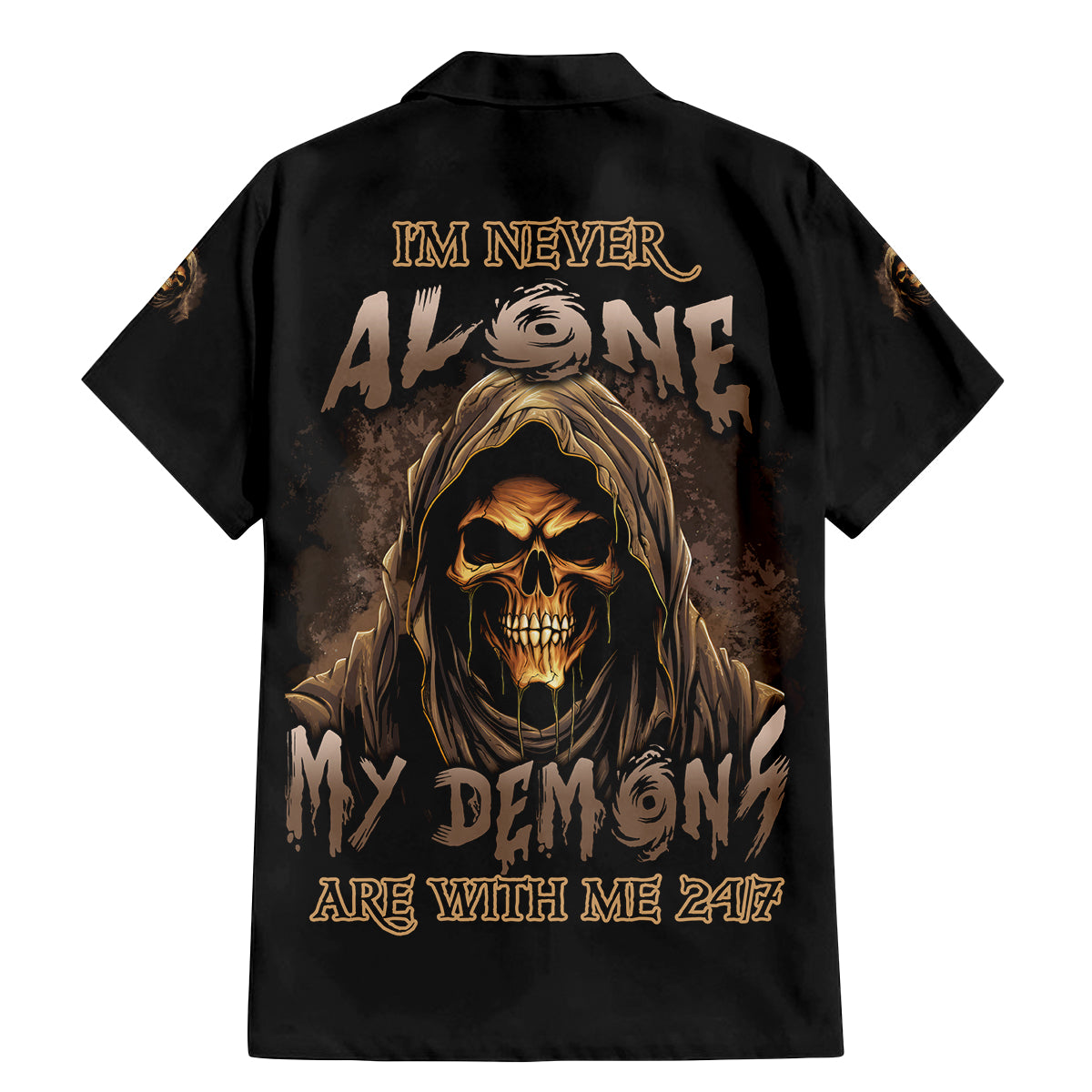 I'm Never Alone Skull Reaper Family Matching Mermaid Dress and Hawaiian Shirt - Wonder Print Shop