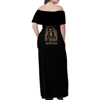 I'm Never Alone Skull Reaper Family Matching Off Shoulder Maxi Dress and Hawaiian Shirt - Wonder Print Shop