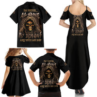 I'm Never Alone Skull Reaper Family Matching Summer Maxi Dress and Hawaiian Shirt - Wonder Print Shop