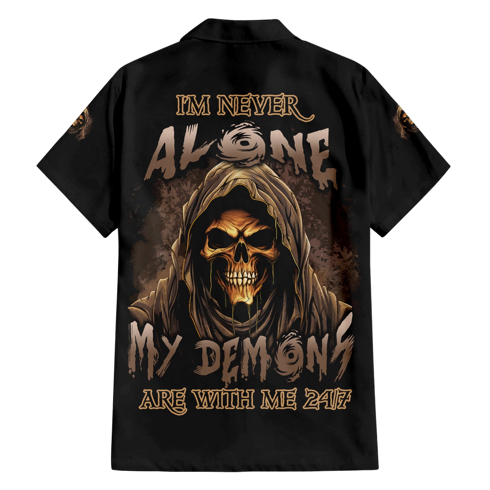I'm Never Alone Skull Reaper Hawaiian Shirt - Wonder Print Shop