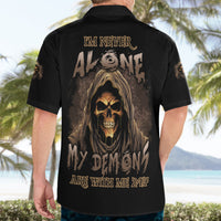 I'm Never Alone Skull Reaper Hawaiian Shirt - Wonder Print Shop