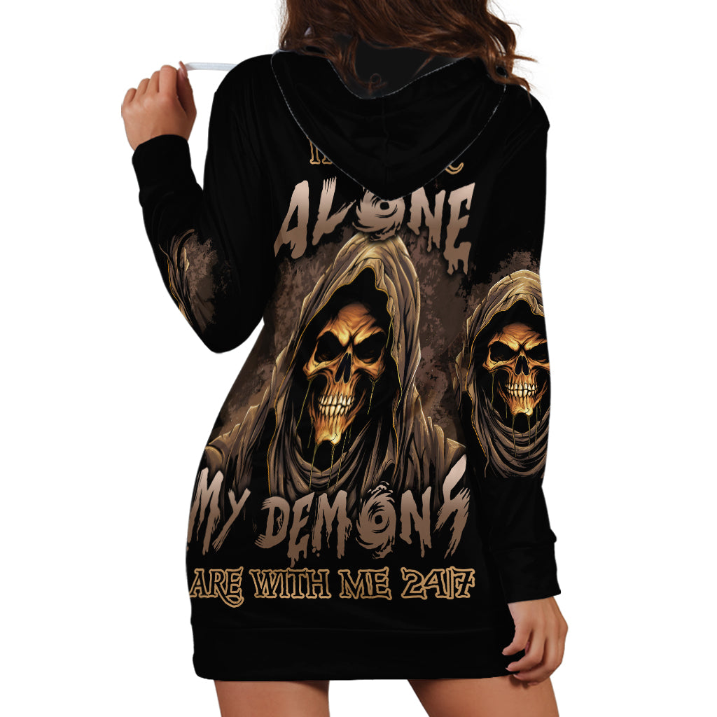 I'm Never Alone Skull Reaper Hoodie Dress - Wonder Print Shop