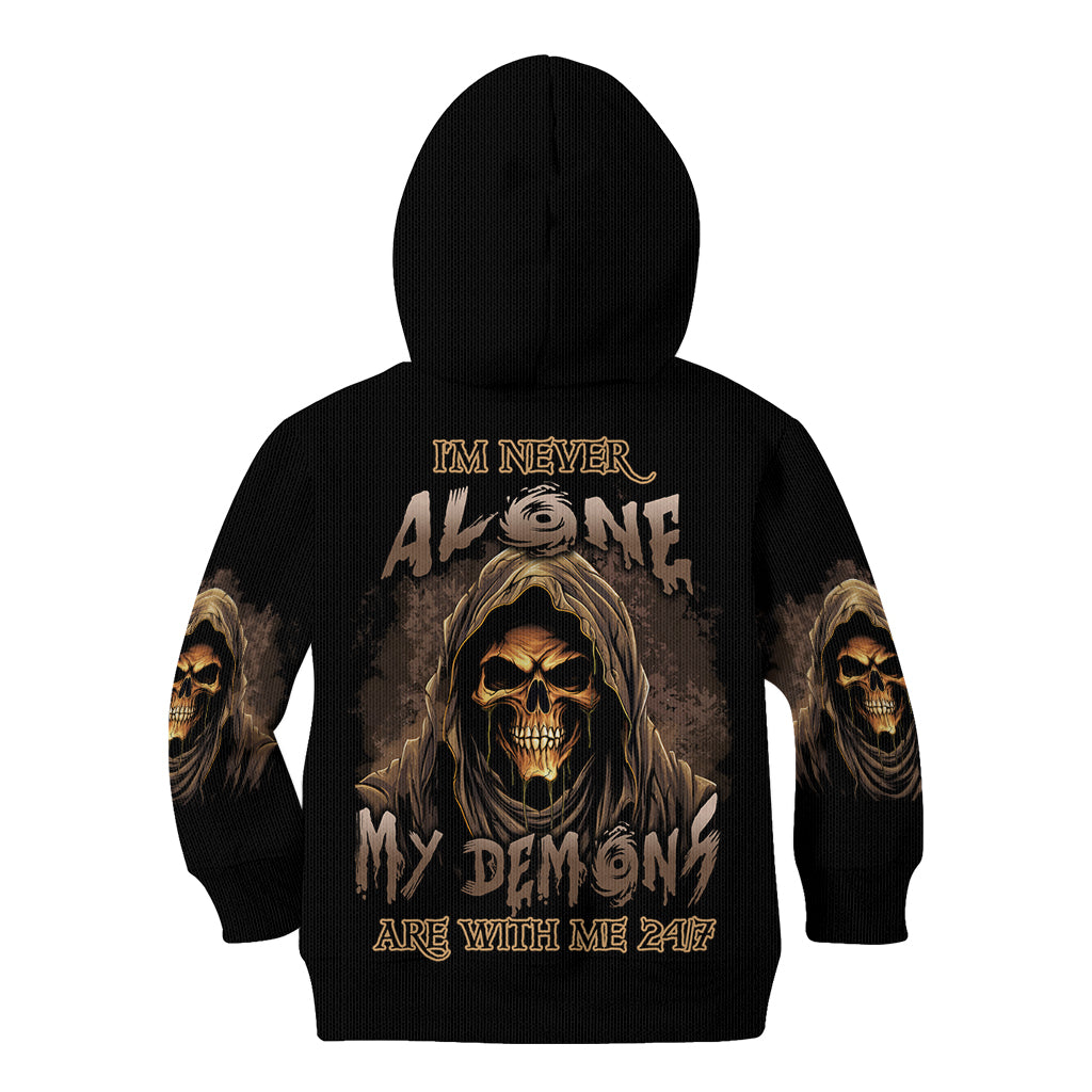 I'm Never Alone Skull Reaper Kid Hoodie - Wonder Print Shop