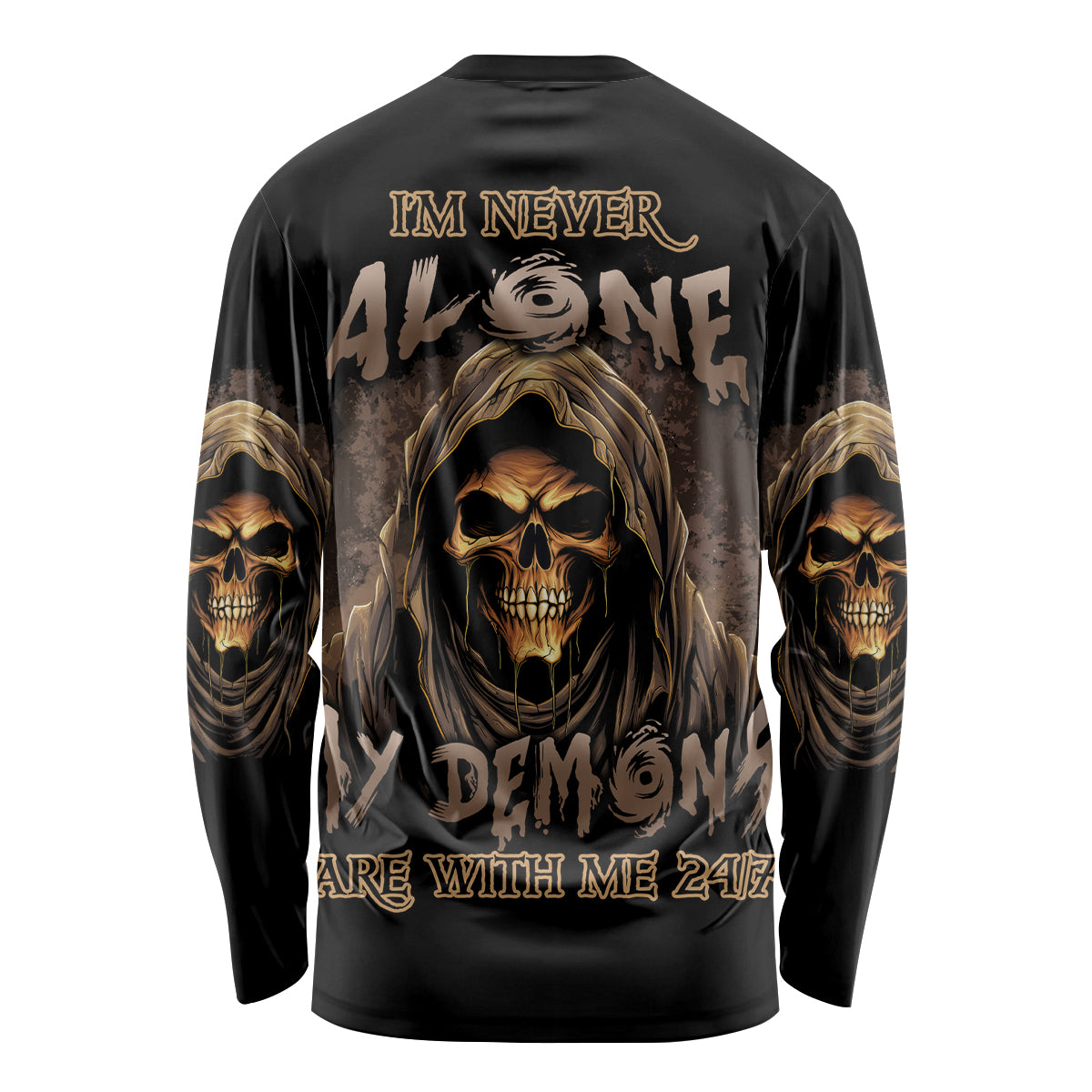 I'm Never Alone Skull Reaper Long Sleeve Shirt - Wonder Print Shop