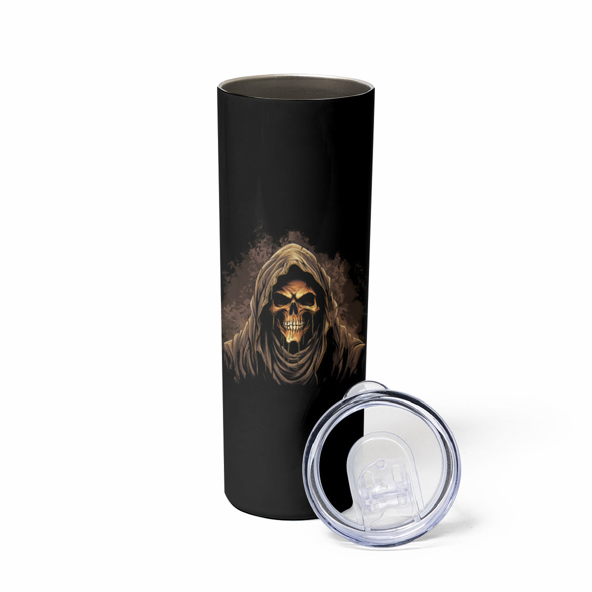 I'm Never Alone Skull Reaper Skinny Tumbler - Wonder Print Shop