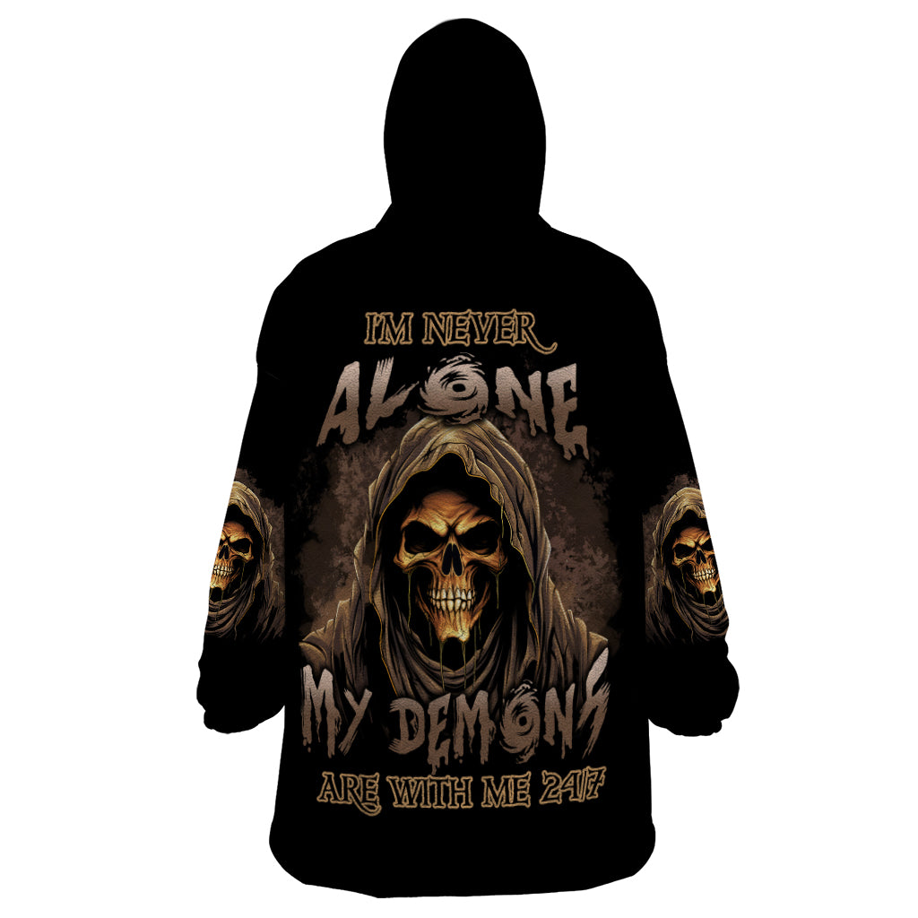 I'm Never Alone Skull Reaper Wearable Blanket Hoodie - Wonder Print Shop