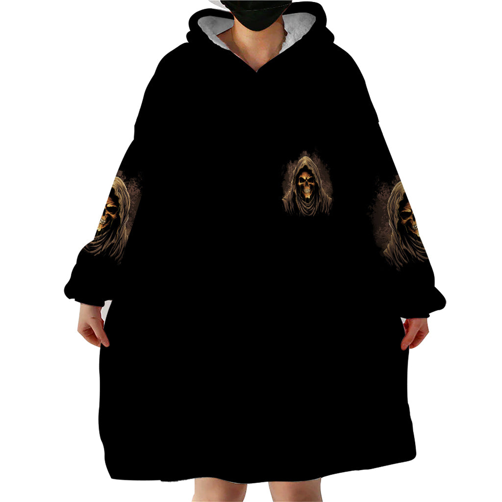 I'm Never Alone Skull Reaper Wearable Blanket Hoodie - Wonder Print Shop
