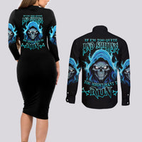 If I'm Too Quiet And Smiling Couples Matching Long Sleeve Bodycon Dress and Long Sleeve Button Shirt - Wonder Print Shop