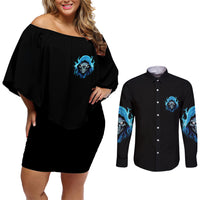If I'm Too Quiet And Smiling Couples Matching Off Shoulder Short Dress and Long Sleeve Button Shirt - Wonder Print Shop