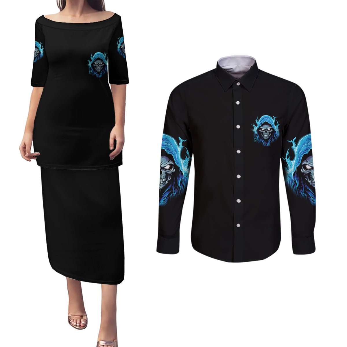 If I'm Too Quiet And Smiling Couples Matching Puletasi Dress and Long Sleeve Button Shirt - Wonder Print Shop