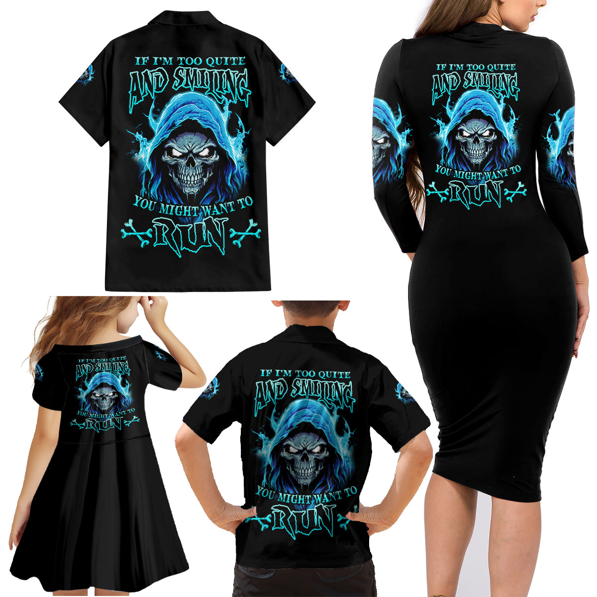 If I'm Too Quiet And Smiling Family Matching Long Sleeve Bodycon Dress and Hawaiian Shirt - Wonder Print Shop