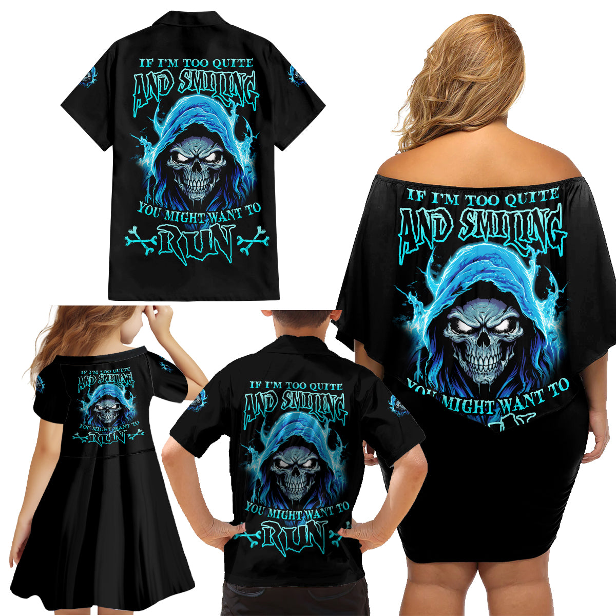 If I'm Too Quiet And Smiling Family Matching Off Shoulder Short Dress and Hawaiian Shirt - Wonder Print Shop