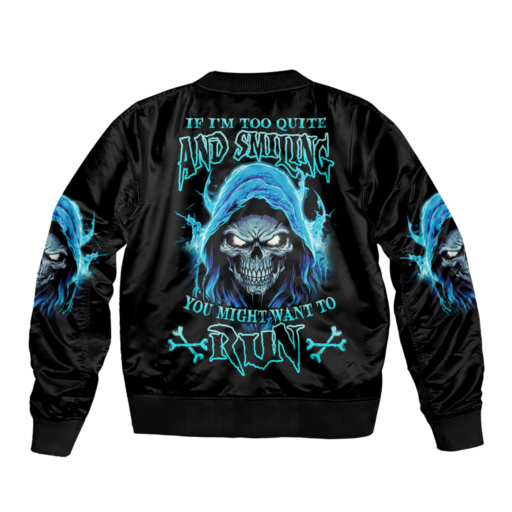 If I'm Too Quiet And Smiling Sleeve Zip Bomber Jacket - Wonder Print Shop