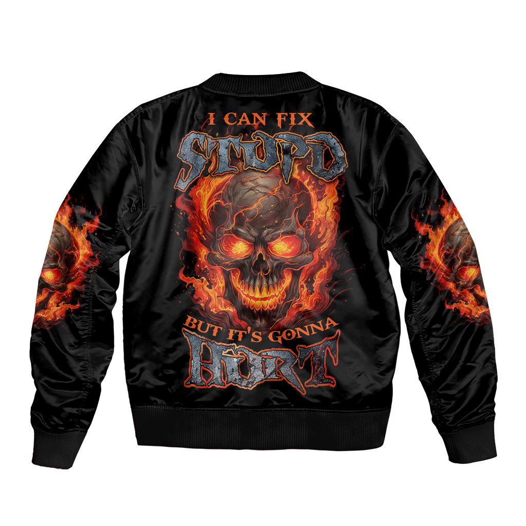 I Can Fix Stupid But It's Gonna Hurt Sleeve Zip Bomber Jacket - Wonder Print Shop