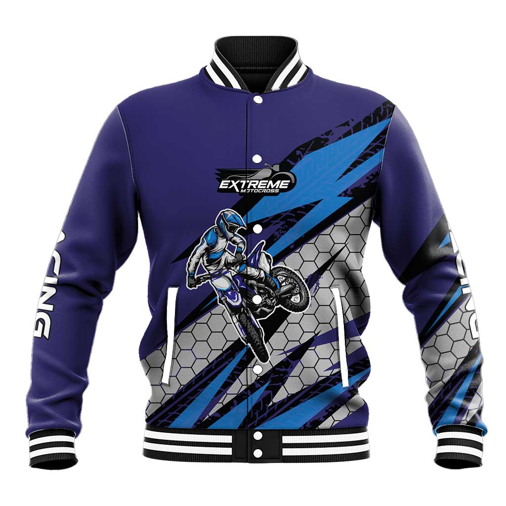 Custom Extreme Motocross Racing Baseball Jacket with Rider Graphic - Wonder Print Shop