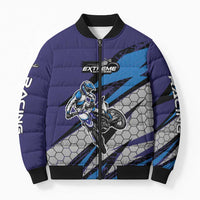 Custom Extreme Motocross Racing Bomber Puffer Jacket with Rider Graphic - Wonder Print Shop