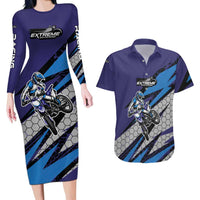 Custom Extreme Motocross Racing Couples Matching Long Sleeve Bodycon Dress and Hawaiian Shirt with Rider Graphic - Wonder Print Shop