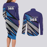 Custom Extreme Motocross Racing Couples Matching Long Sleeve Bodycon Dress and Long Sleeve Button Shirt with Rider Graphic - Wonder Print Shop