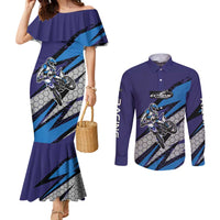 Custom Extreme Motocross Racing Couples Matching Mermaid Dress and Long Sleeve Button Shirt with Rider Graphic - Wonder Print Shop