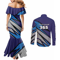 Custom Extreme Motocross Racing Couples Matching Mermaid Dress and Long Sleeve Button Shirt with Rider Graphic - Wonder Print Shop