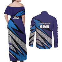 Custom Extreme Motocross Racing Couples Matching Off Shoulder Maxi Dress and Long Sleeve Button Shirt with Rider Graphic - Wonder Print Shop