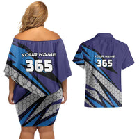 Custom Extreme Motocross Racing Couples Matching Off Shoulder Short Dress and Hawaiian Shirt with Rider Graphic - Wonder Print Shop