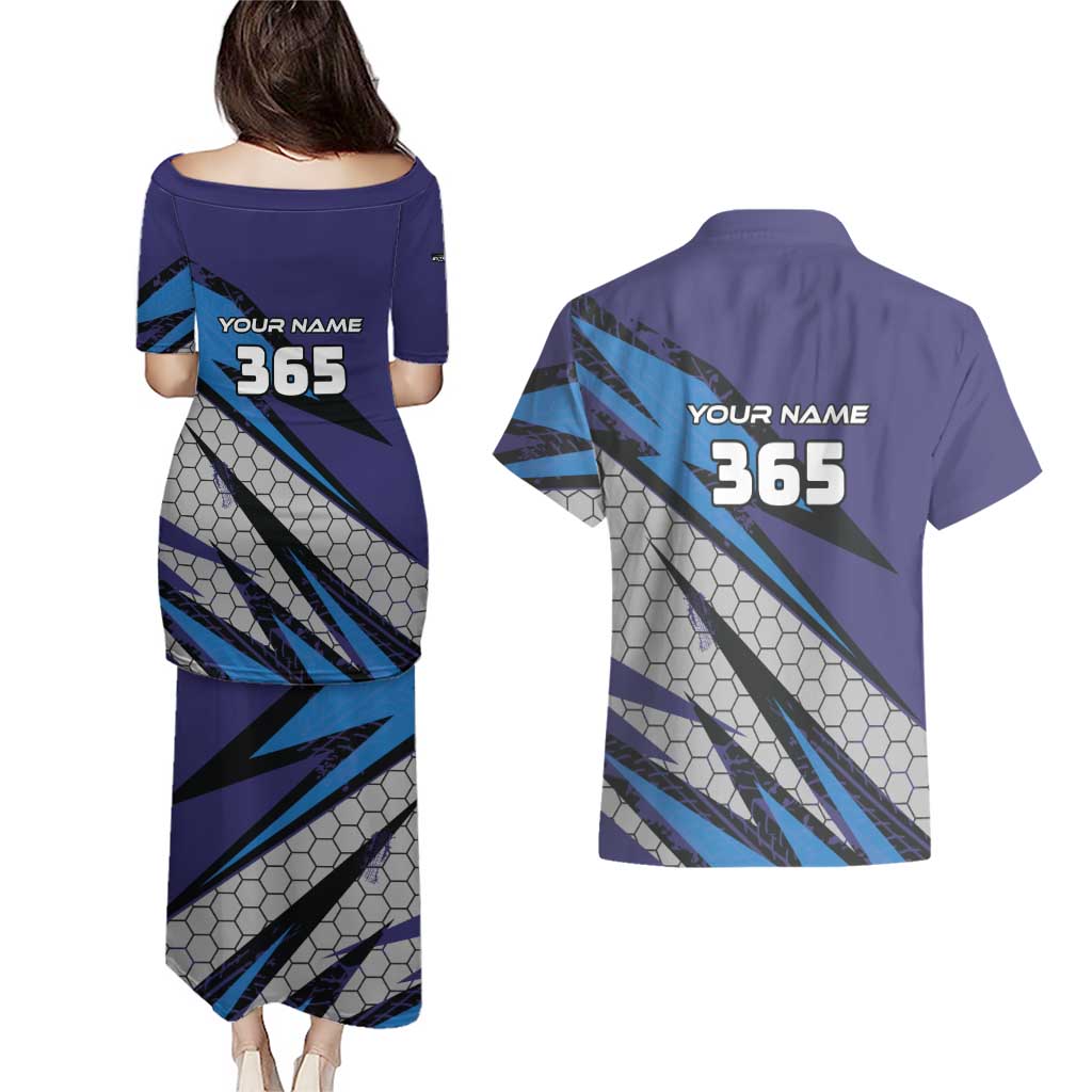 Custom Extreme Motocross Racing Couples Matching Puletasi and Hawaiian Shirt with Rider Graphic - Wonder Print Shop