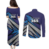 Custom Extreme Motocross Racing Couples Matching Puletasi and Long Sleeve Button Shirt with Rider Graphic - Wonder Print Shop