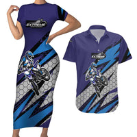 Custom Extreme Motocross Racing Couples Matching Short Sleeve Bodycon Dress and Hawaiian Shirt with Rider Graphic - Wonder Print Shop