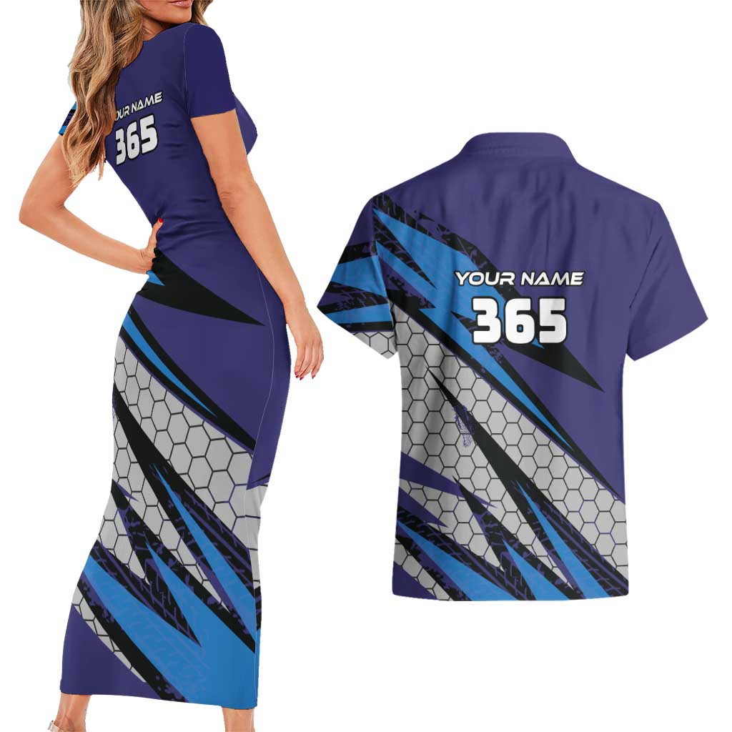 Custom Extreme Motocross Racing Couples Matching Short Sleeve Bodycon Dress and Hawaiian Shirt with Rider Graphic - Wonder Print Shop