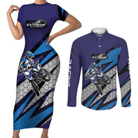 Custom Extreme Motocross Racing Couples Matching Short Sleeve Bodycon Dress and Long Sleeve Button Shirt with Rider Graphic - Wonder Print Shop