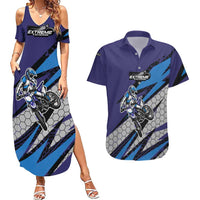 Custom Extreme Motocross Racing Couples Matching Summer Maxi Dress and Hawaiian Shirt with Rider Graphic - Wonder Print Shop