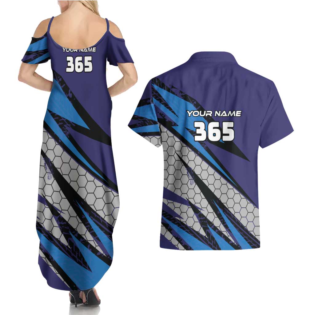 Custom Extreme Motocross Racing Couples Matching Summer Maxi Dress and Hawaiian Shirt with Rider Graphic - Wonder Print Shop