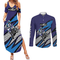 Custom Extreme Motocross Racing Couples Matching Summer Maxi Dress and Long Sleeve Button Shirt with Rider Graphic - Wonder Print Shop