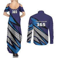 Custom Extreme Motocross Racing Couples Matching Summer Maxi Dress and Long Sleeve Button Shirt with Rider Graphic - Wonder Print Shop