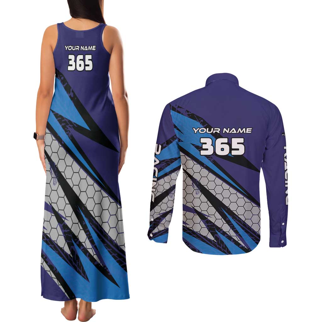 Custom Extreme Motocross Racing Couples Matching Tank Maxi Dress and Long Sleeve Button Shirt with Rider Graphic - Wonder Print Shop